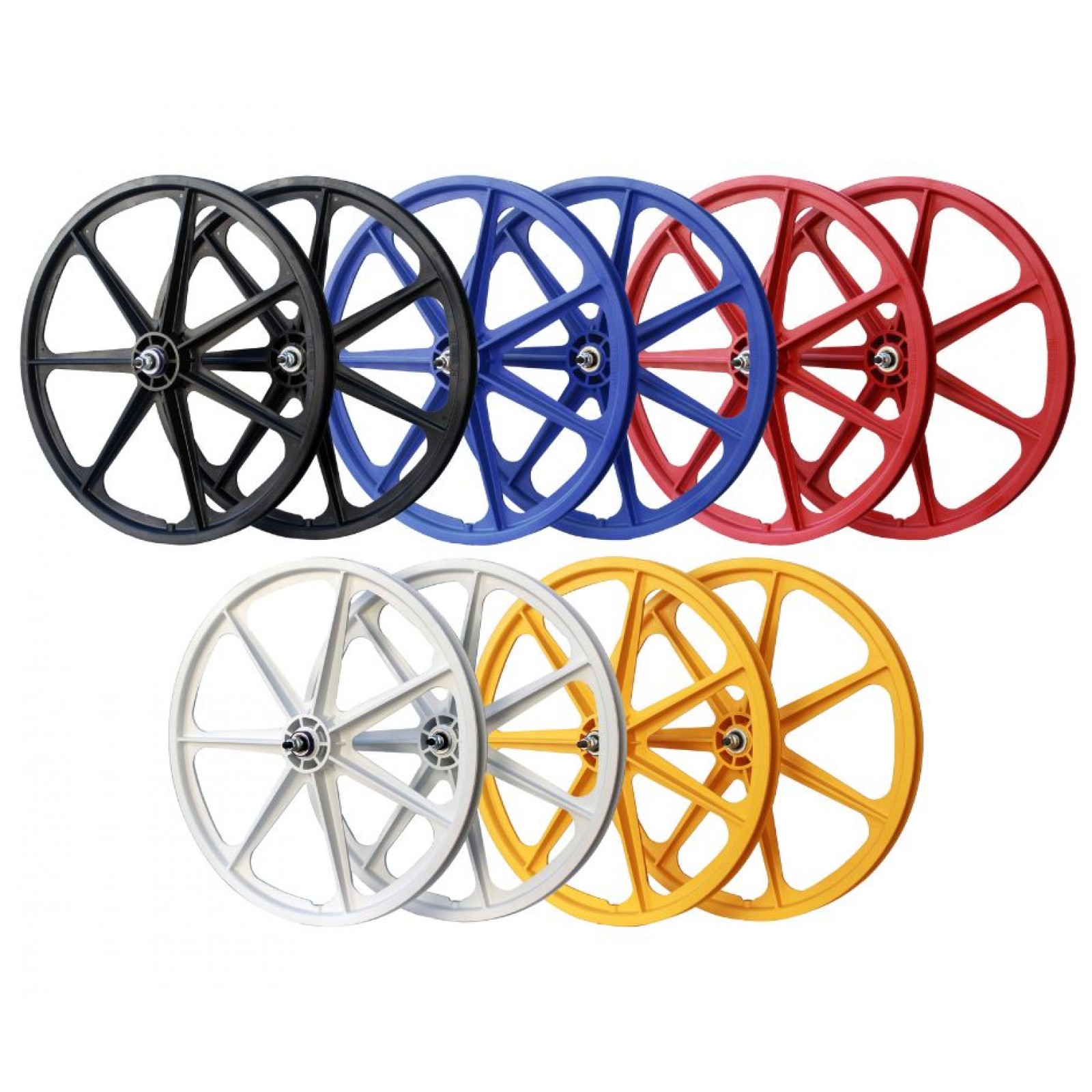 Skyway 24" Tuff II CRUISER Wheels Wheelset Yellow Red Black White - Foto 8
