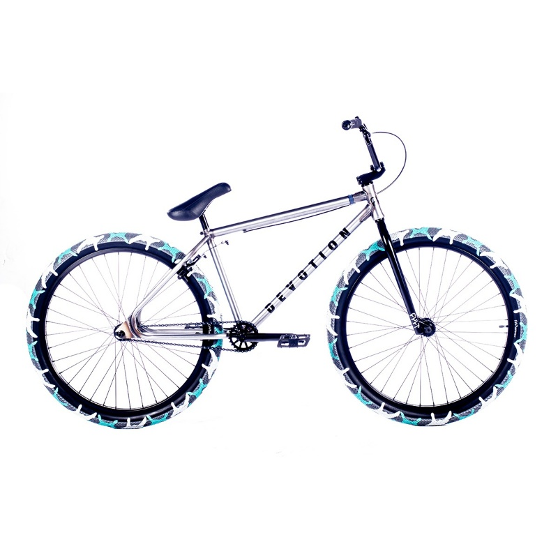 Cult Devotion 26" Cruiser BMX Bike - Raw with Camo Tyres Cult Devotion 26" Cruiser BMX Bike - Raw with Camo Tyres